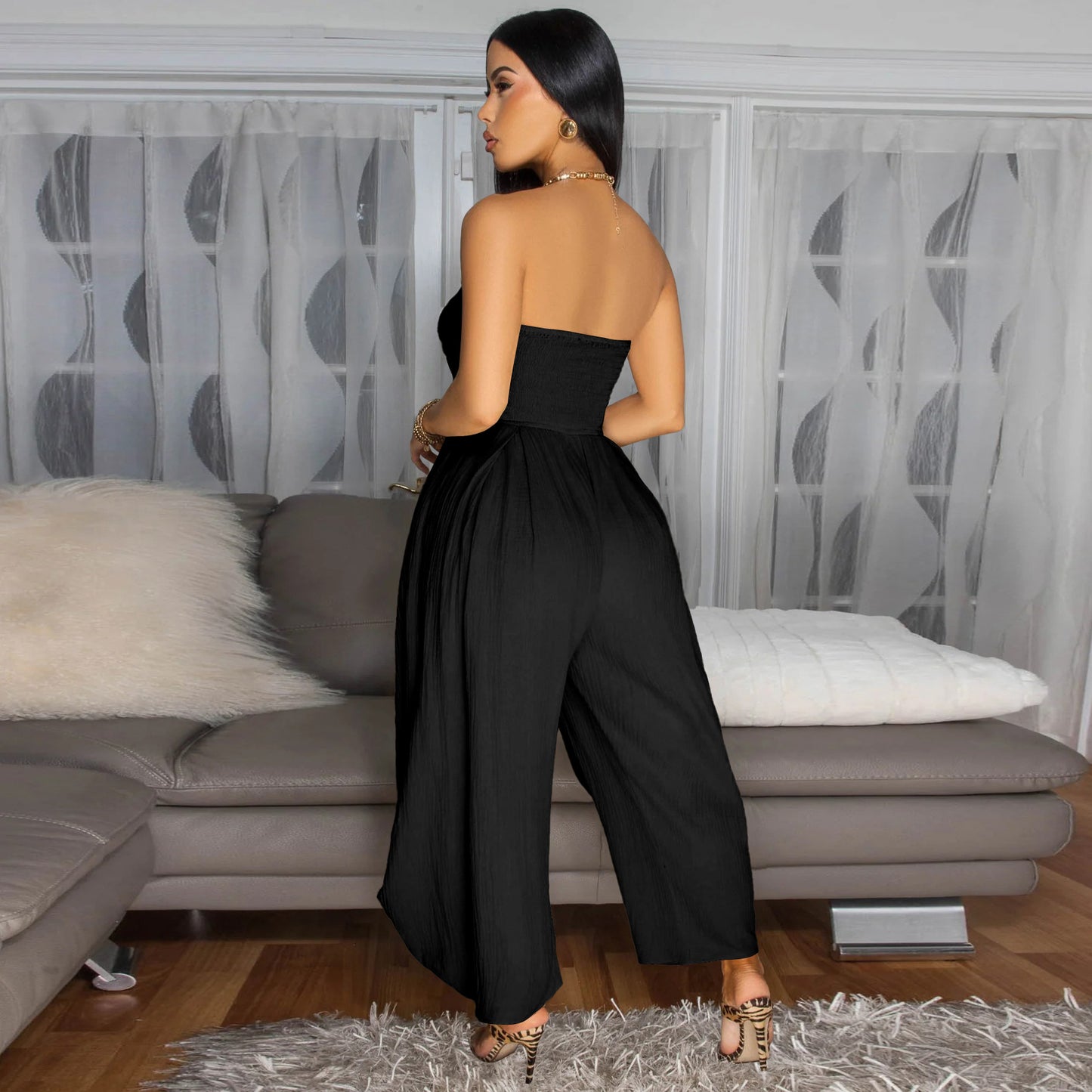 Winnie Tie-Front Strapless Jumpsuit