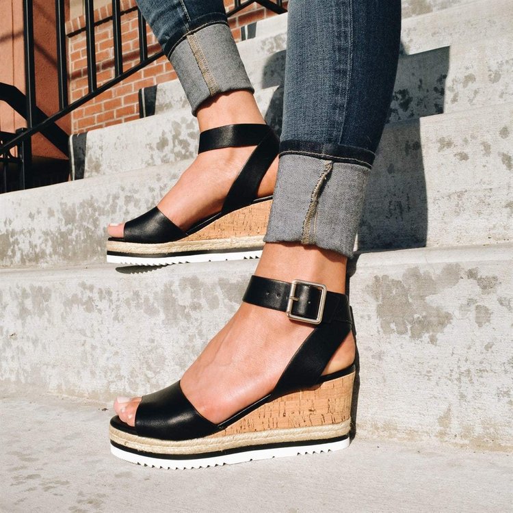 Erica Ankle Buckle Wedge Sandals