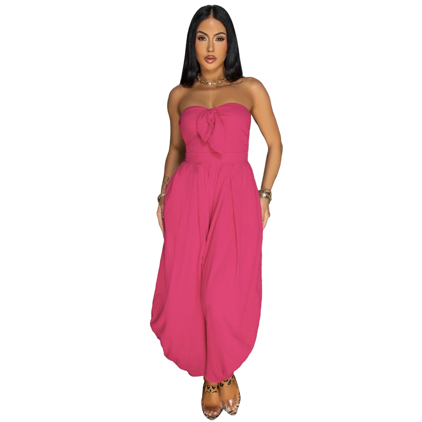 Winnie Tie-Front Strapless Jumpsuit