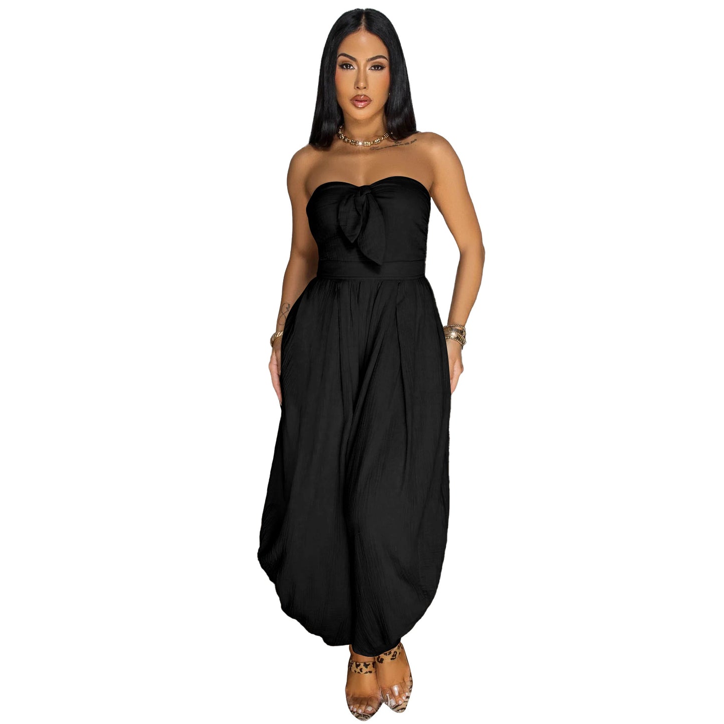 Winnie Tie-Front Strapless Jumpsuit