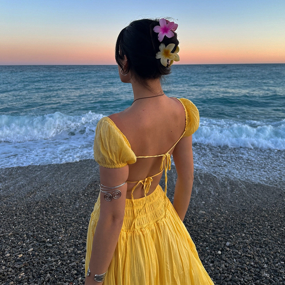 Mila Puff Sleeve Beach Dress
