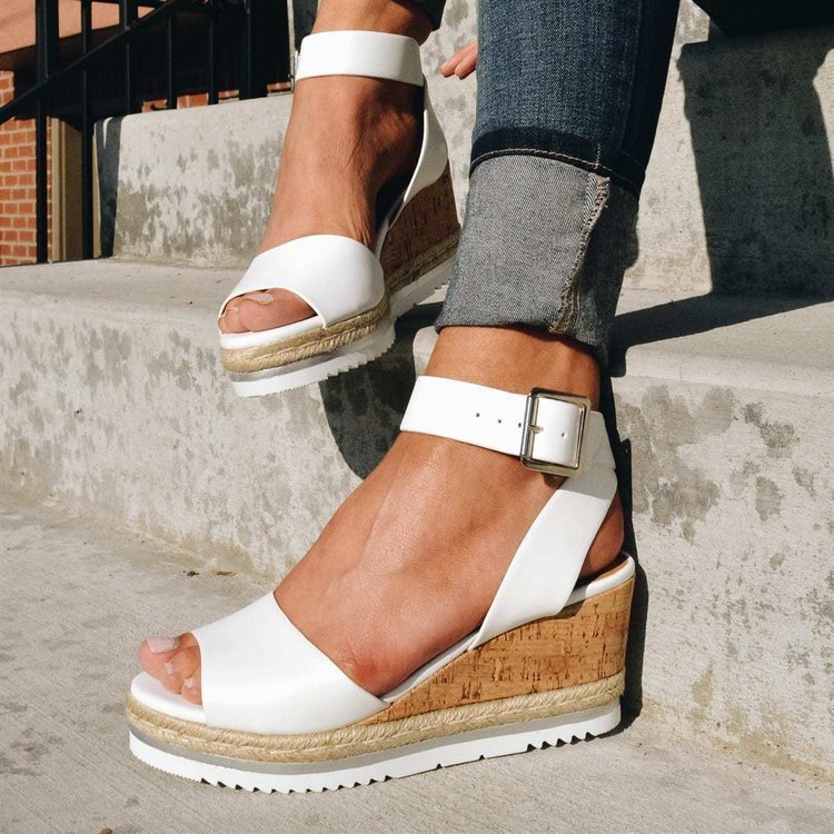 Erica Ankle Buckle Wedge Sandals