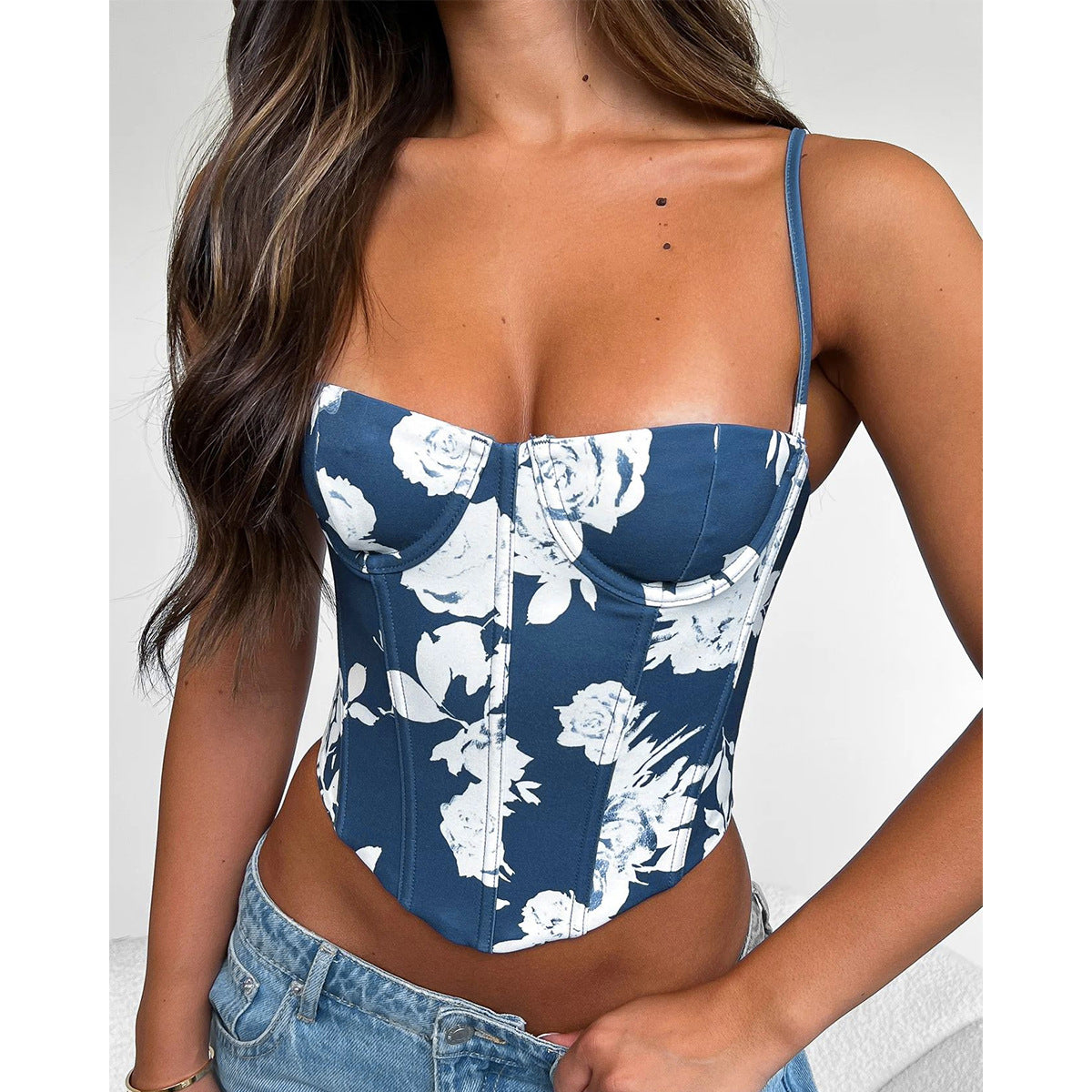 Luna Floral Corset Crop Top