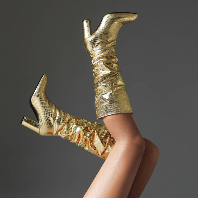 Lotus Shiny Knee-high Boots