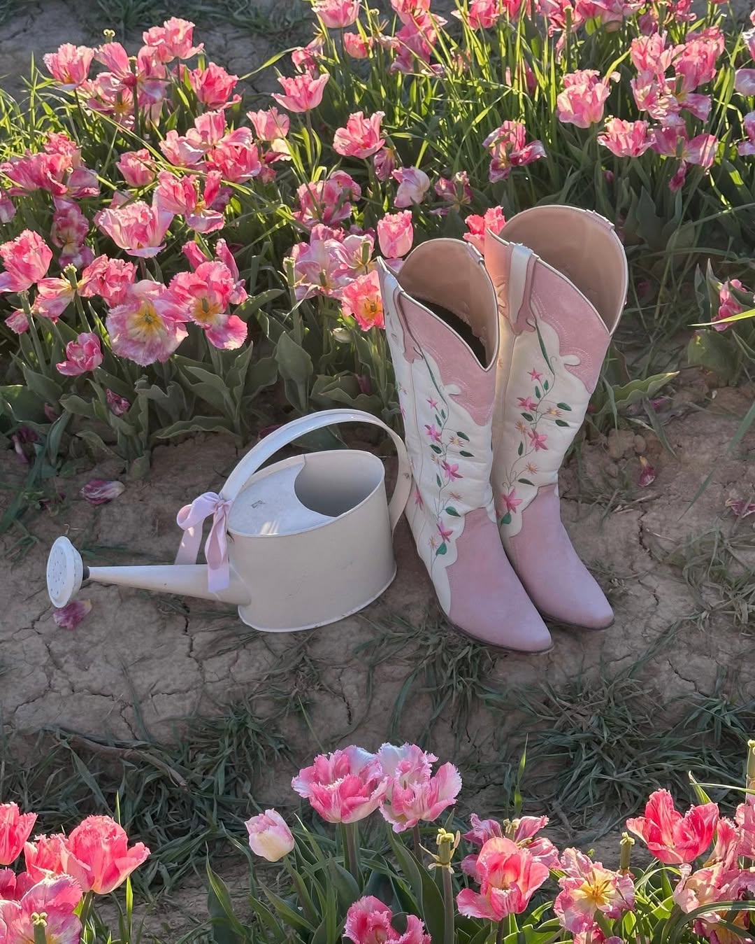 Daisy Flower Color Block Cowboy Boots