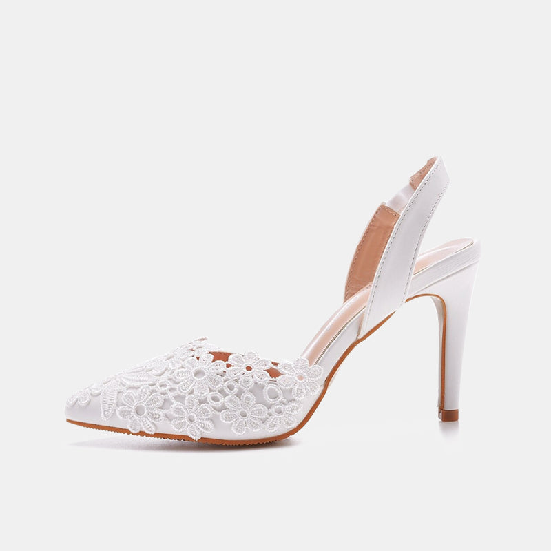 Crystal Lace Ankle Strap Heels