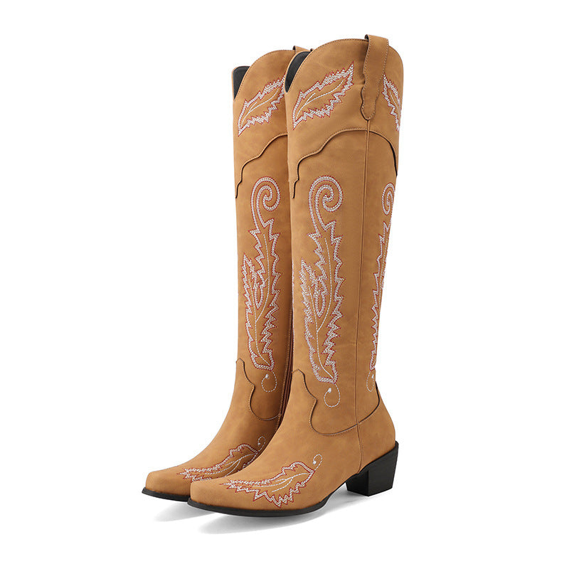 Daphne – Cowboystiefel aus Wildleder mit Stickerei