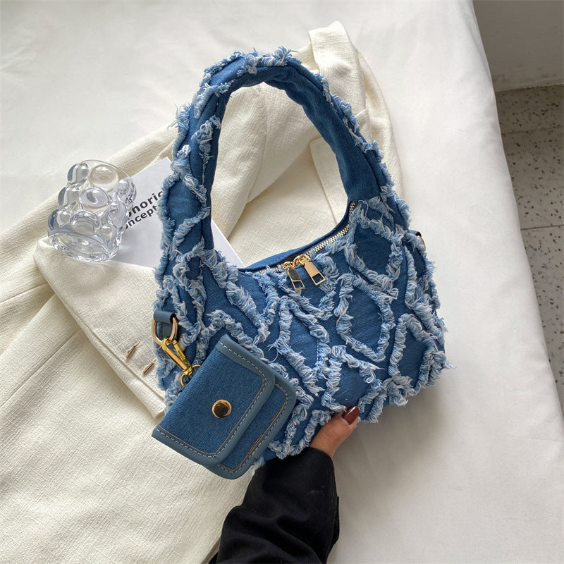 Ruby – Gesteppte Denim-Handtasche