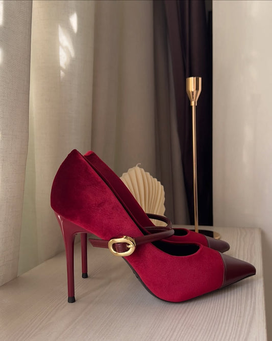 Azalea Velvet Buckle Pumps