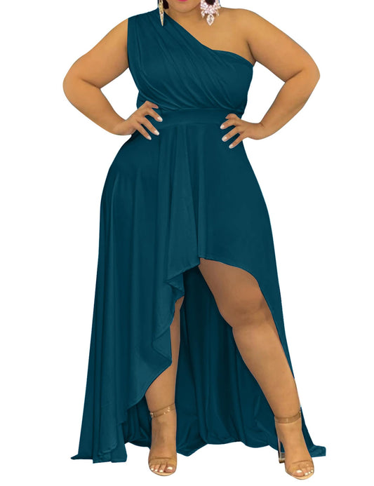 Plus Size One Shoulder Irregular Hem Dress