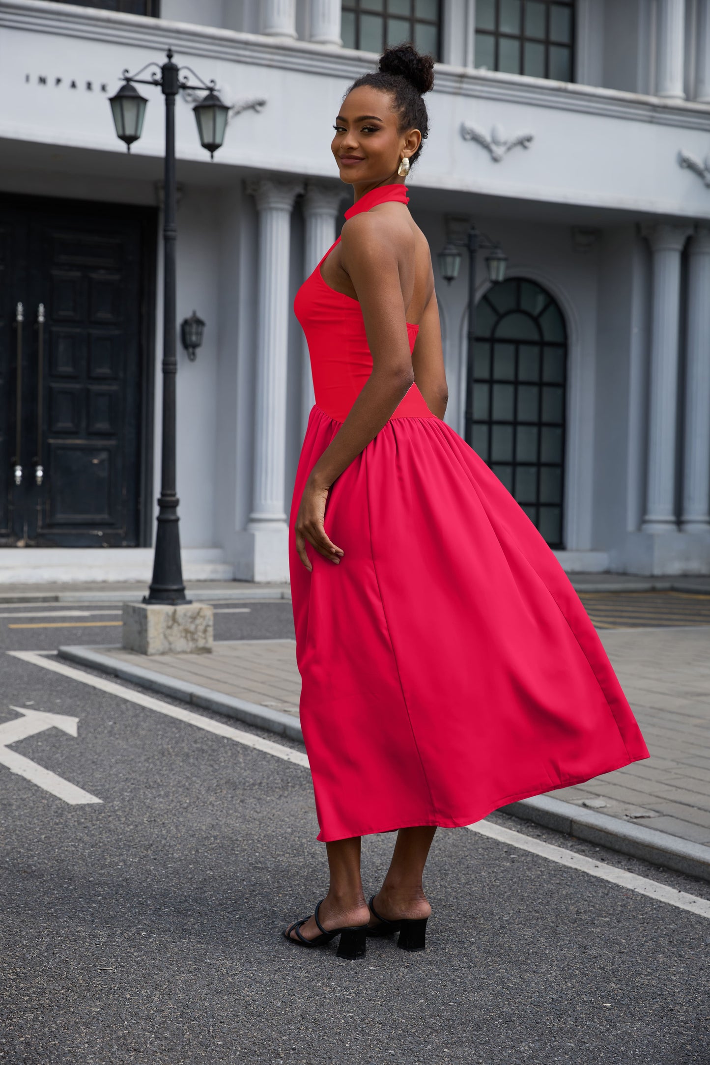 Elena Casual Sleeveless Patchwork Flowy Maxi Dress