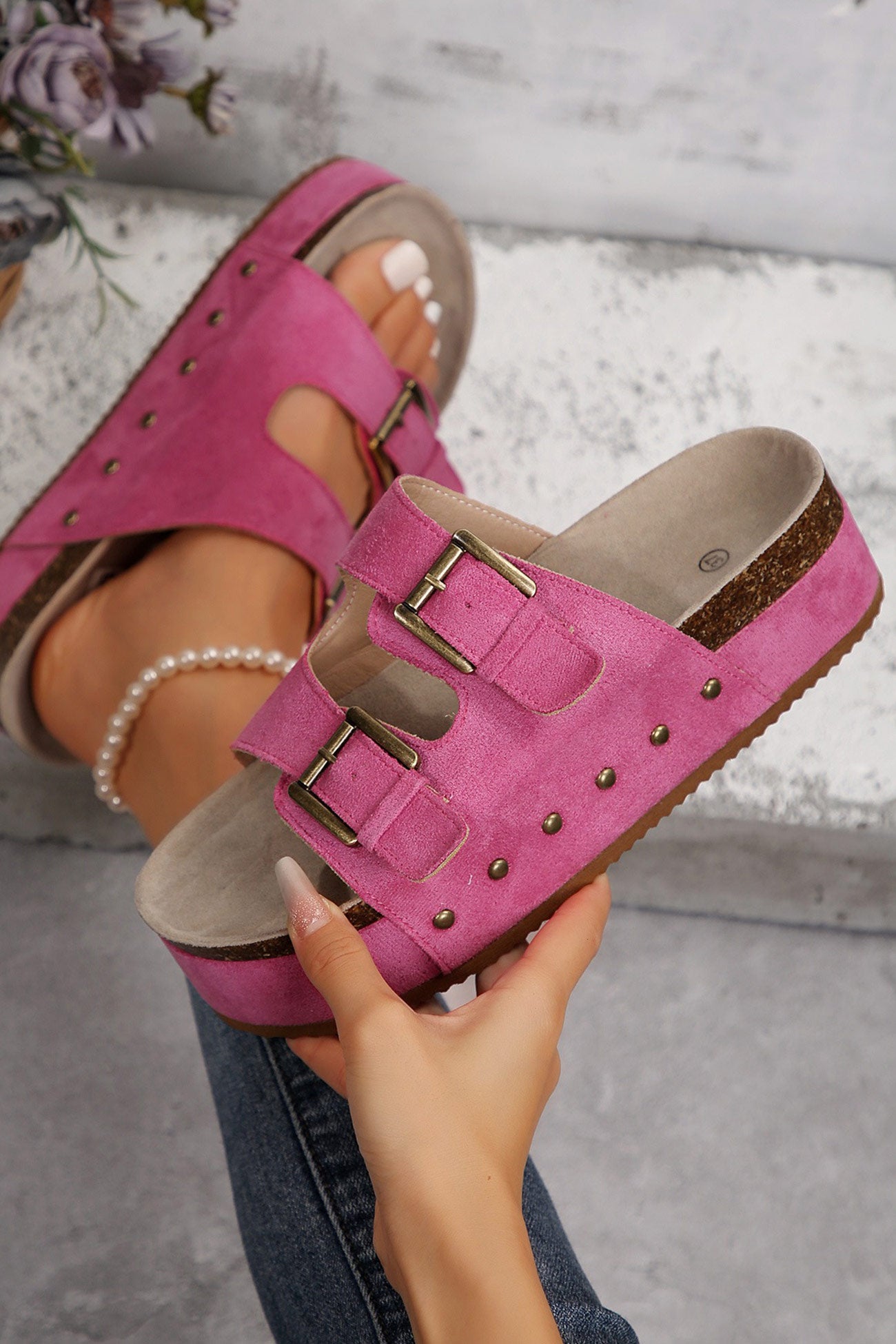 Chaussons à plateforme en strass Heather
