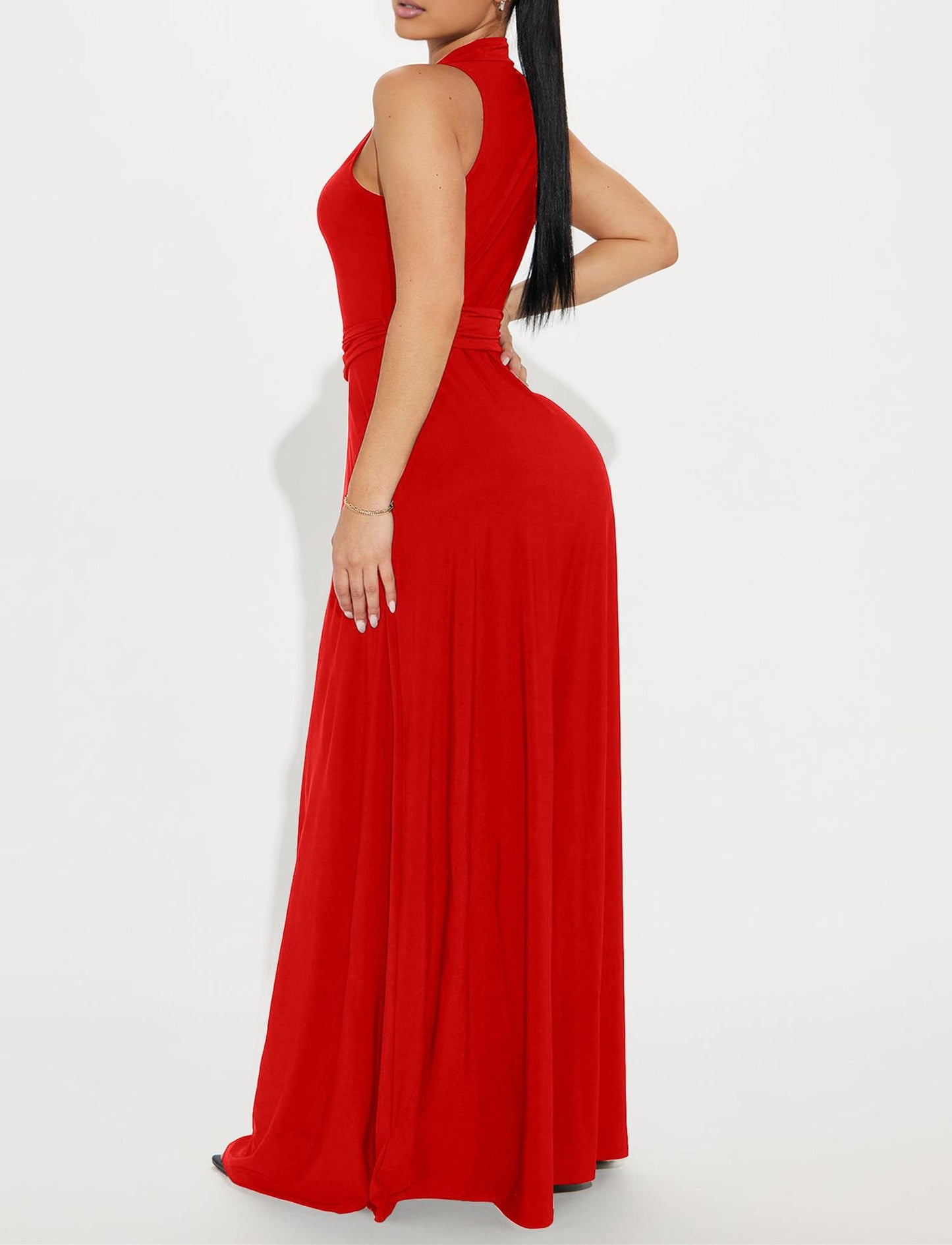 Robe mi-longue sexy à épaules dénudées Ekaliy pour femme