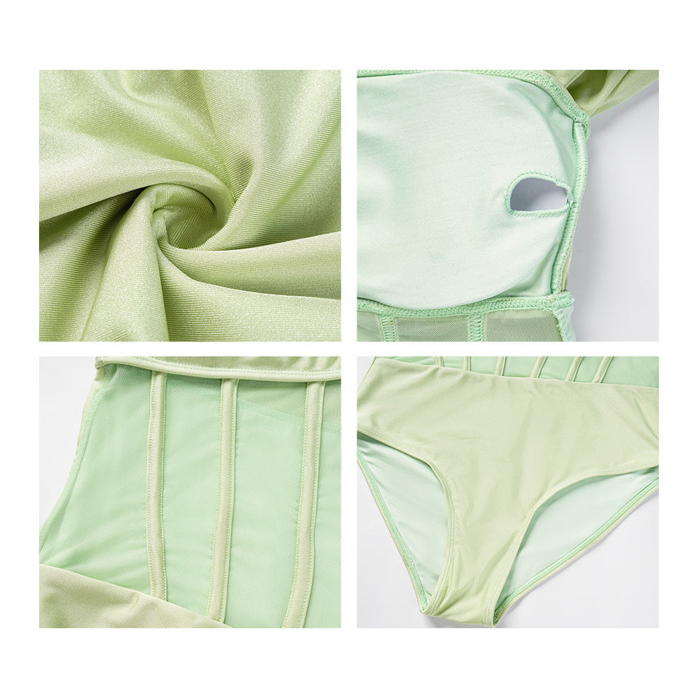 Nevaeh Einfarbiger One-Shoulder-Badeanzug