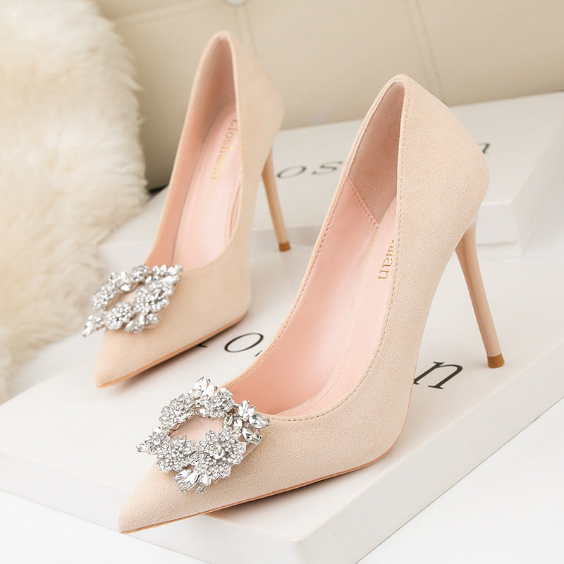 Nemesia Rhinestone Suede Pumps