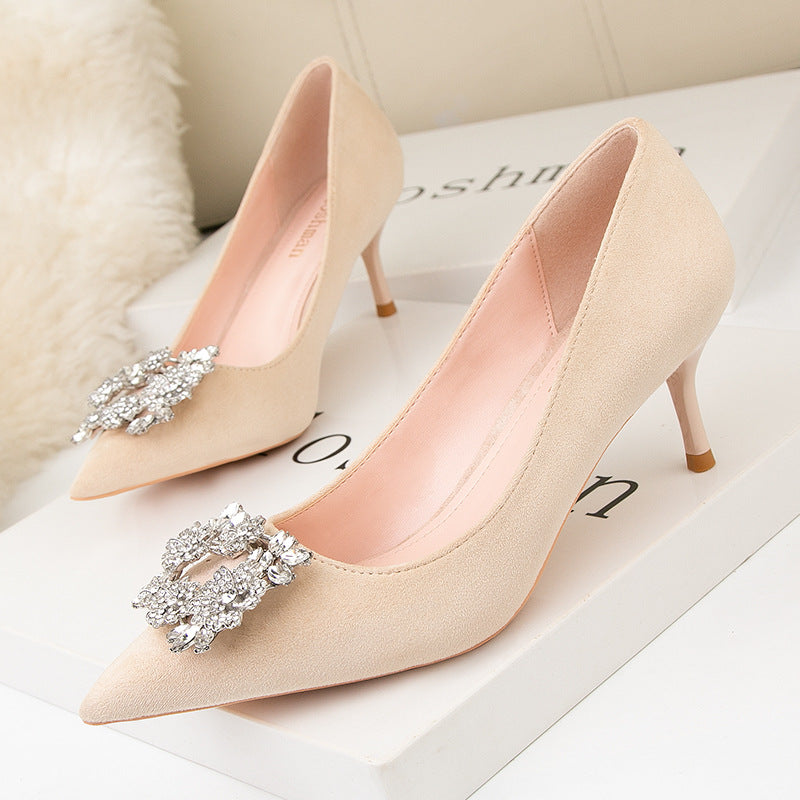 Nemesia Rhinestone Suede Pumps