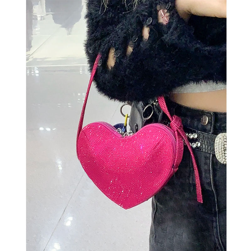 Mini sac à main Ava en strass en forme de cœur