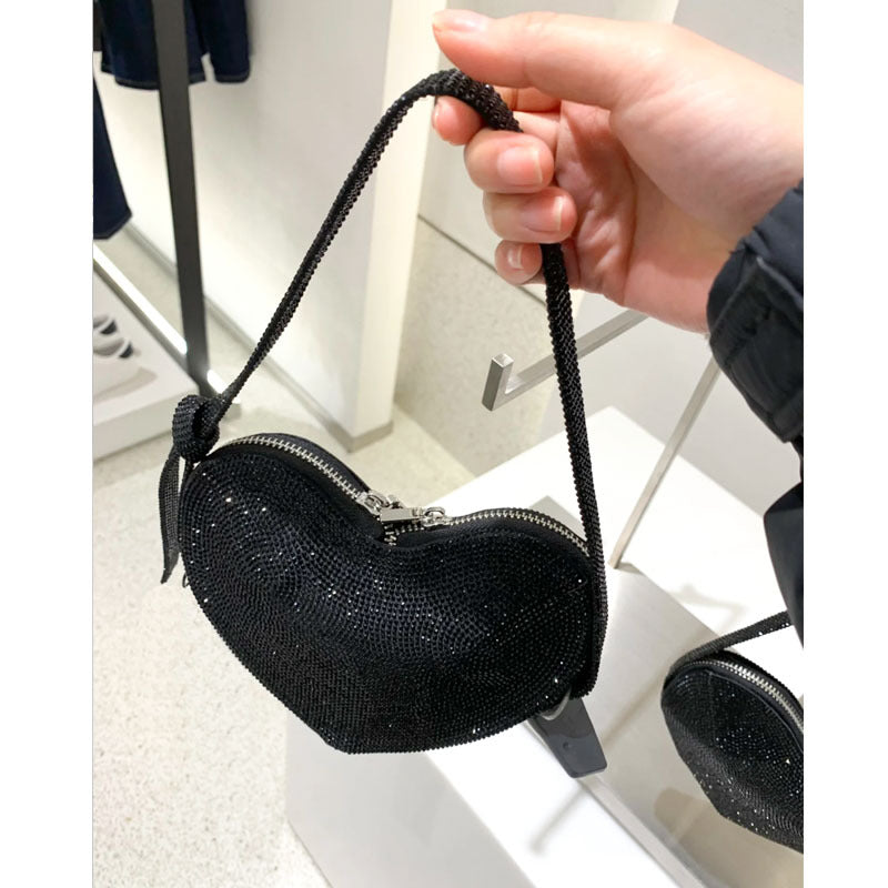 Mini sac à main Ava en strass en forme de cœur