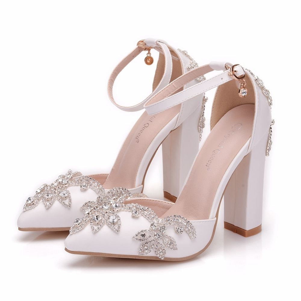 Crystal Sequin Rhinestone Studded Block Heels