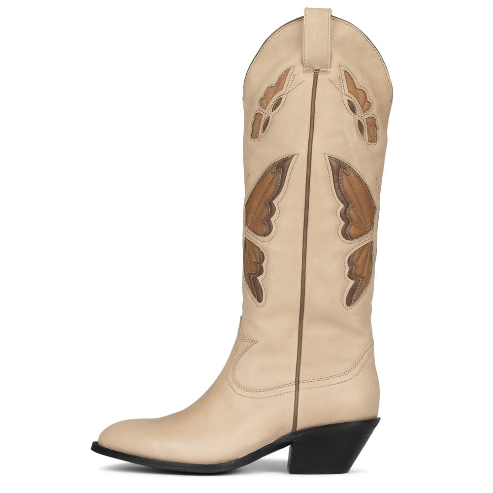 Begonia Butterfly-print Cowboy Boots