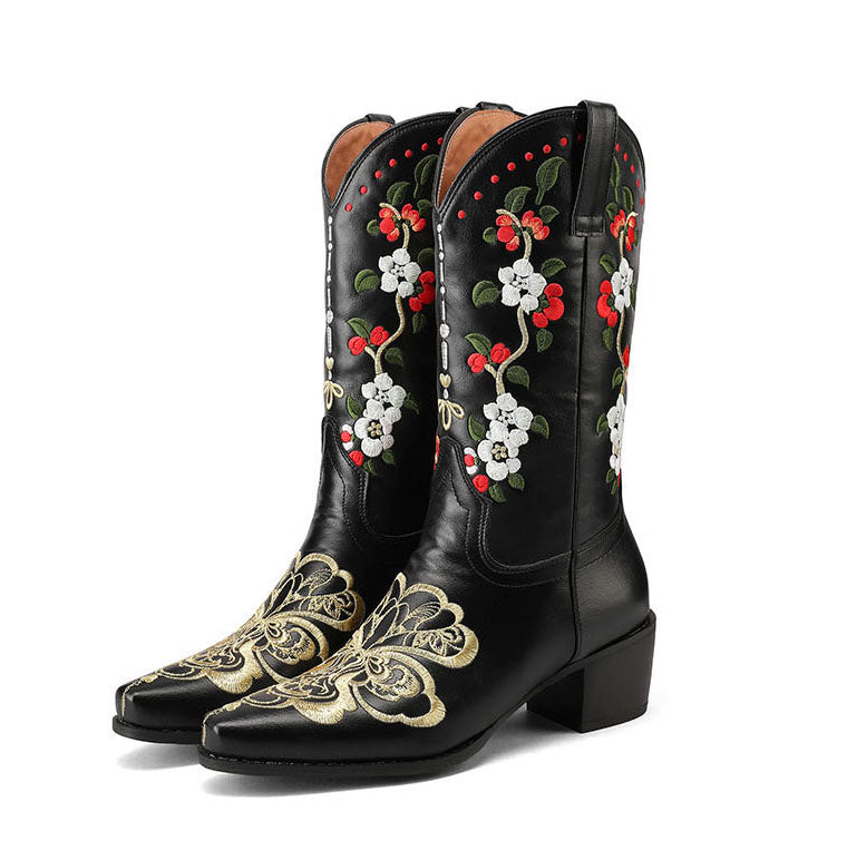 Azalea Embroidered Floral Cowboy Boots