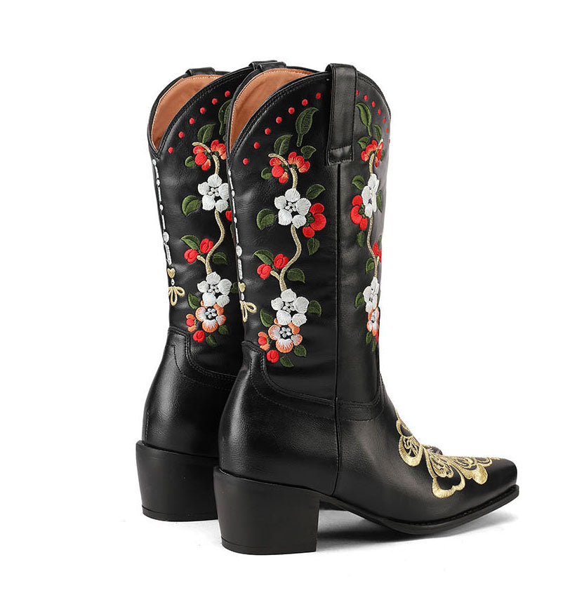 Azalea Embroidered Floral Cowboy Boots