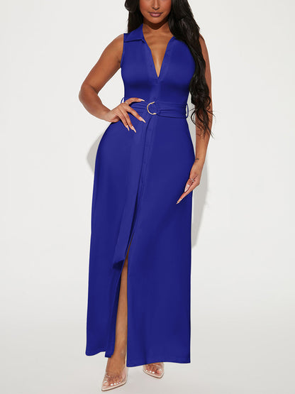 Sleeveless Belted Maxi Dress