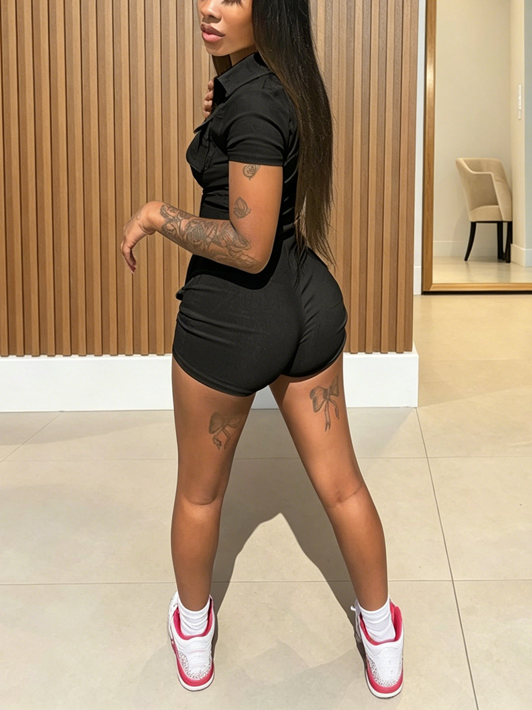 Zip Up Bodycon Romper