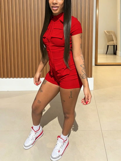 Zip Up Bodycon Romper