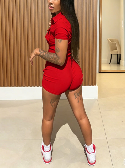 Zip Up Bodycon Romper