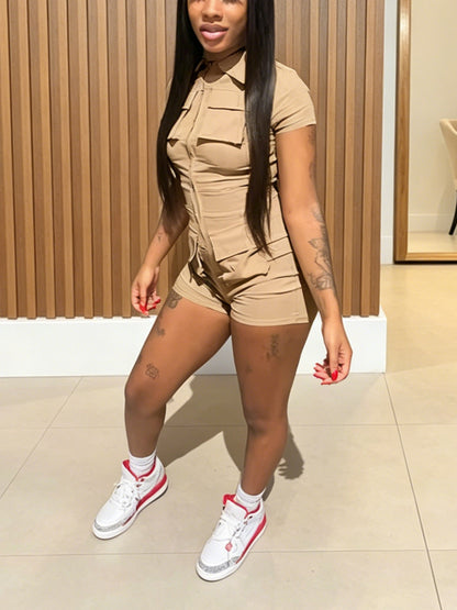 Zip Up Bodycon Romper