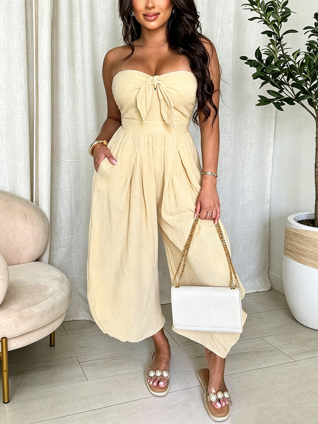 Strapless Wide Leg Jumpsuit