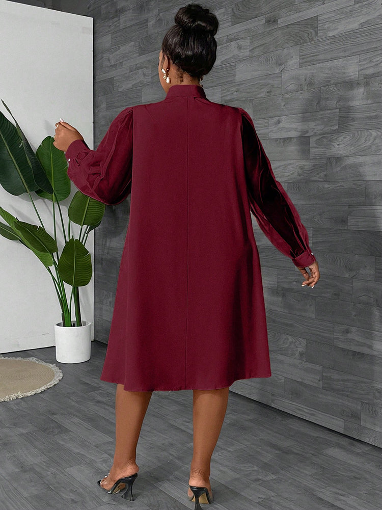 Elegance Mesh Sleeve Bow Dress