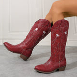 Daisy Star Embroidery Cowboy Boots