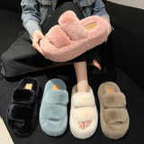 Hibiscus Thick-Soled Fluffy Slippers