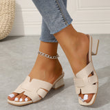 Gerbera Solid Color Block Heel Sandals
