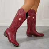 Daisy Star Embroidery Cowboy Boots