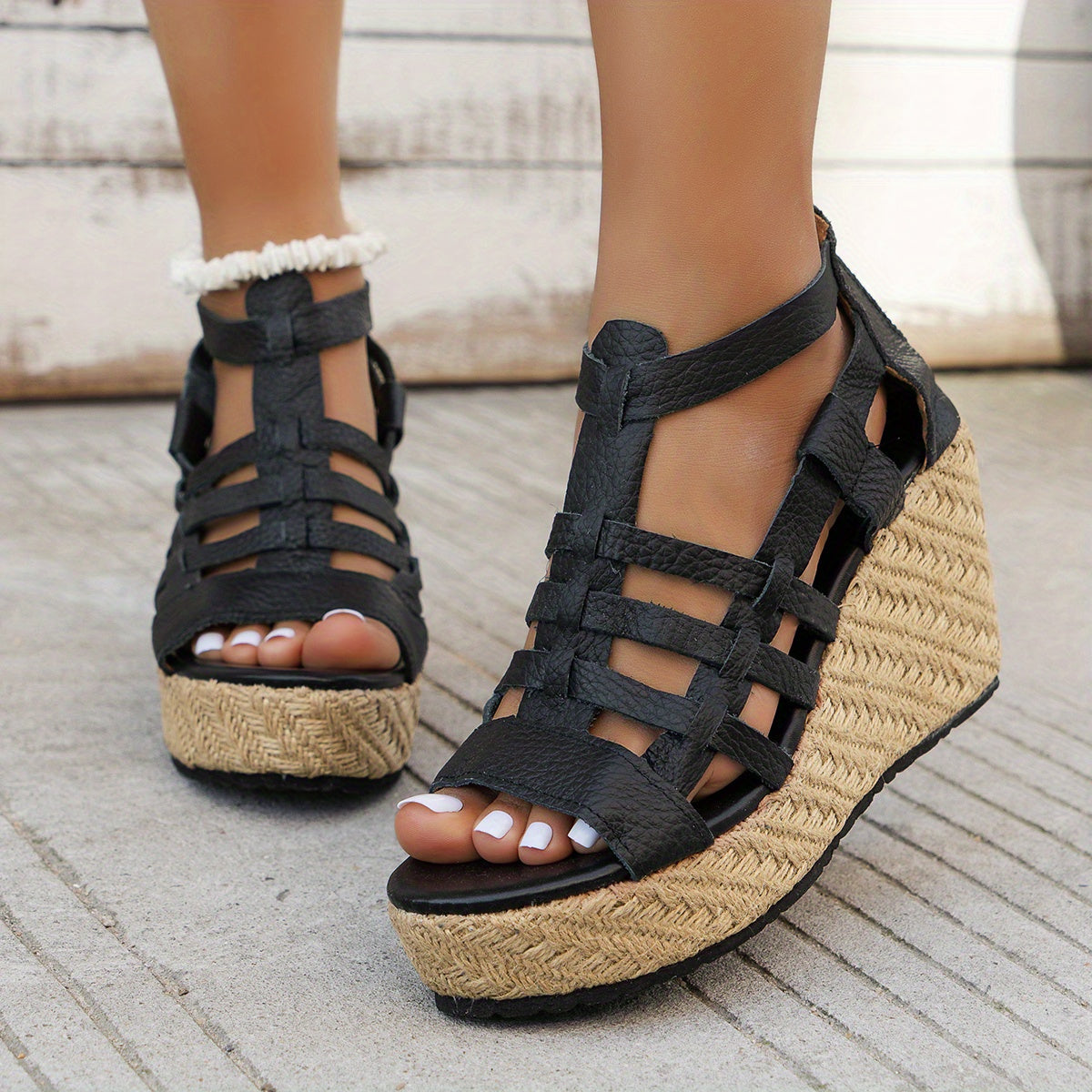 Fressia Hollow Out Wedge Sandals