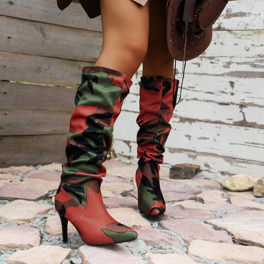 Diascia Camouflage Knee High Boots