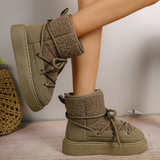 Hosta Cross Strap Furry Ankle Boots