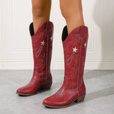 Daisy Star Embroidery Cowboy Boots