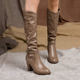 Verbena Pleated Knee High Boots