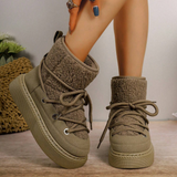 Hosta Cross Strap Furry Ankle Boots