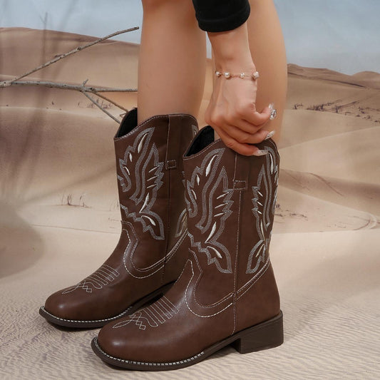 Nolana Embroidery Mid-Calf Boots