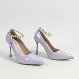 Dianella Elegant Pearl Strap Pumps