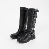 Heather Buckle Chunky Heel Boots