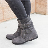 Hebe Buckle Knit Ankle Boots