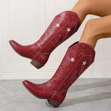 Daisy Star Embroidery Cowboy Boots