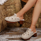 Nepeta Rivet Plush Heel Slippers