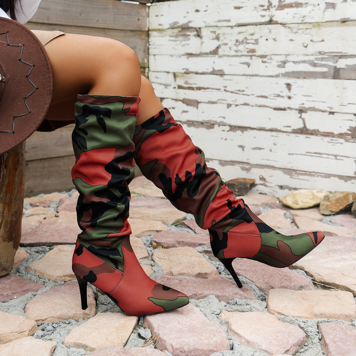 Diascia Camouflage Knee High Boots